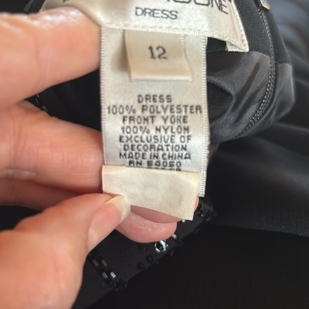 Y2K Elegant Evan-Picone Black Cocktail Maxi Dress Sheer Sz 12 Illusion Neckline - Picture 7 of 7